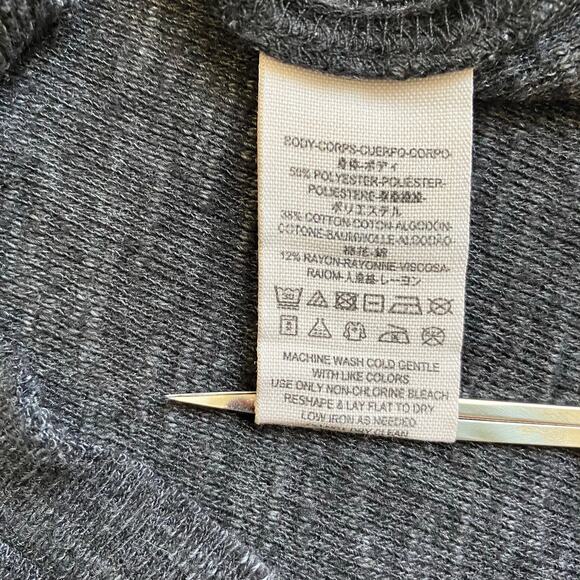 Free People We the Free Sz M Turtleneck Split Back Relaxed Top Charcoal Gray - Picture 13 of 16